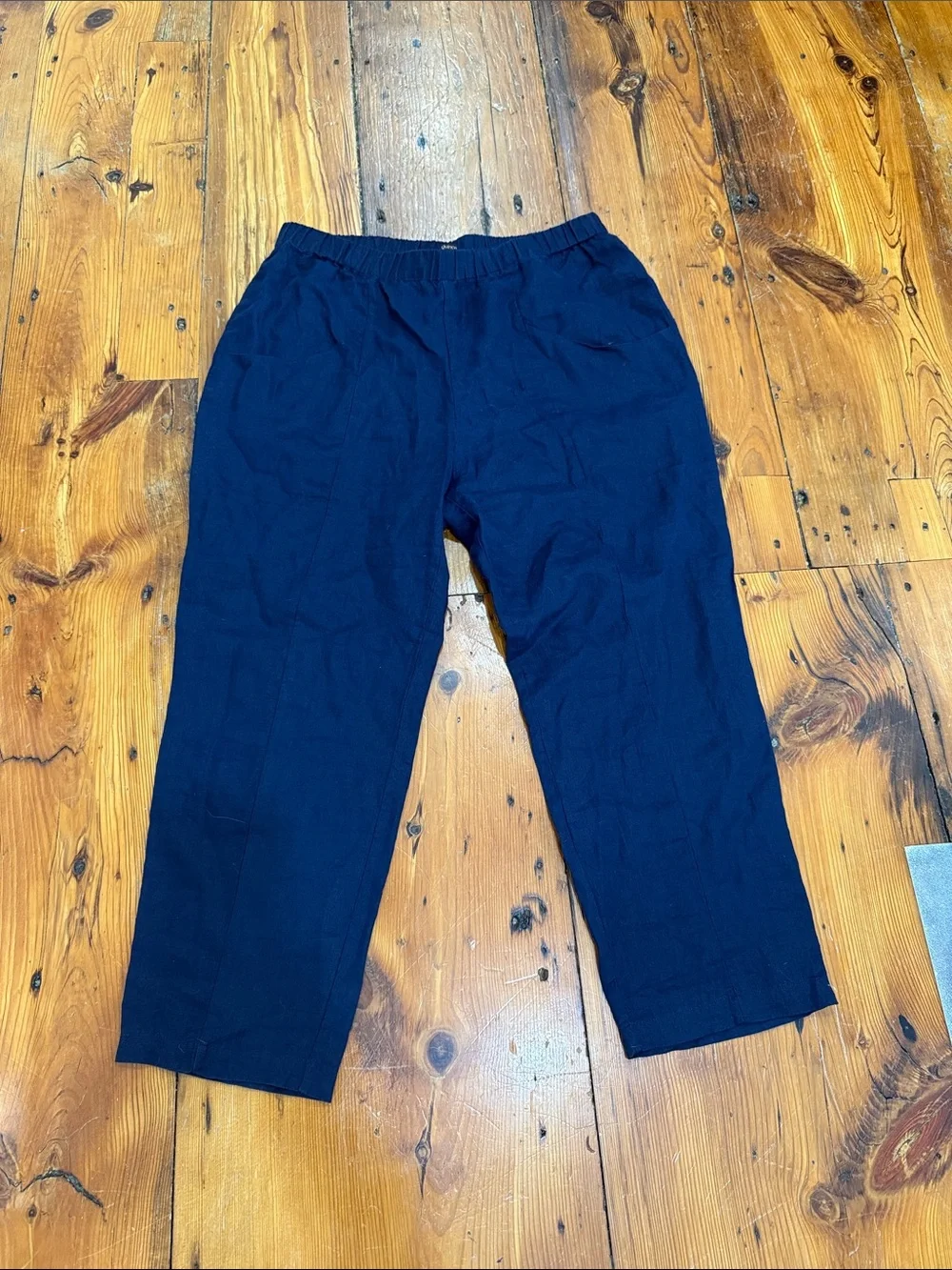 Quince 100% European Linen Tapered Ankle Pant Deep Navy Size Large